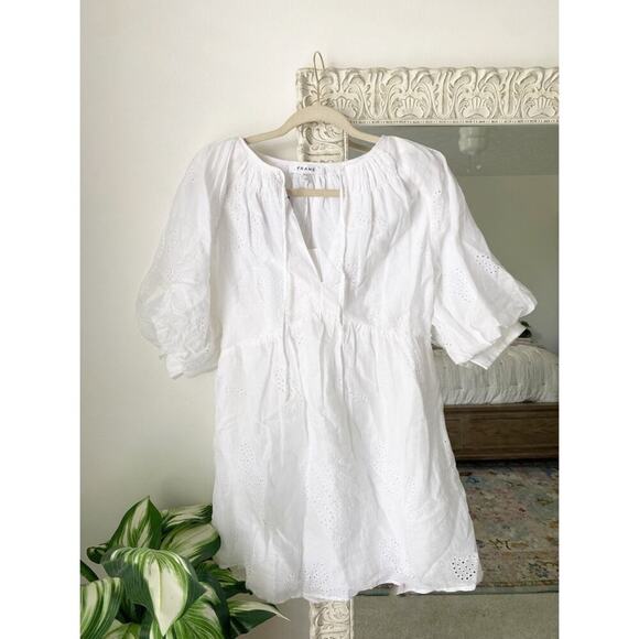 Frame Eyelet Puff Sleeve Mini Dress - Picture 3 of 12